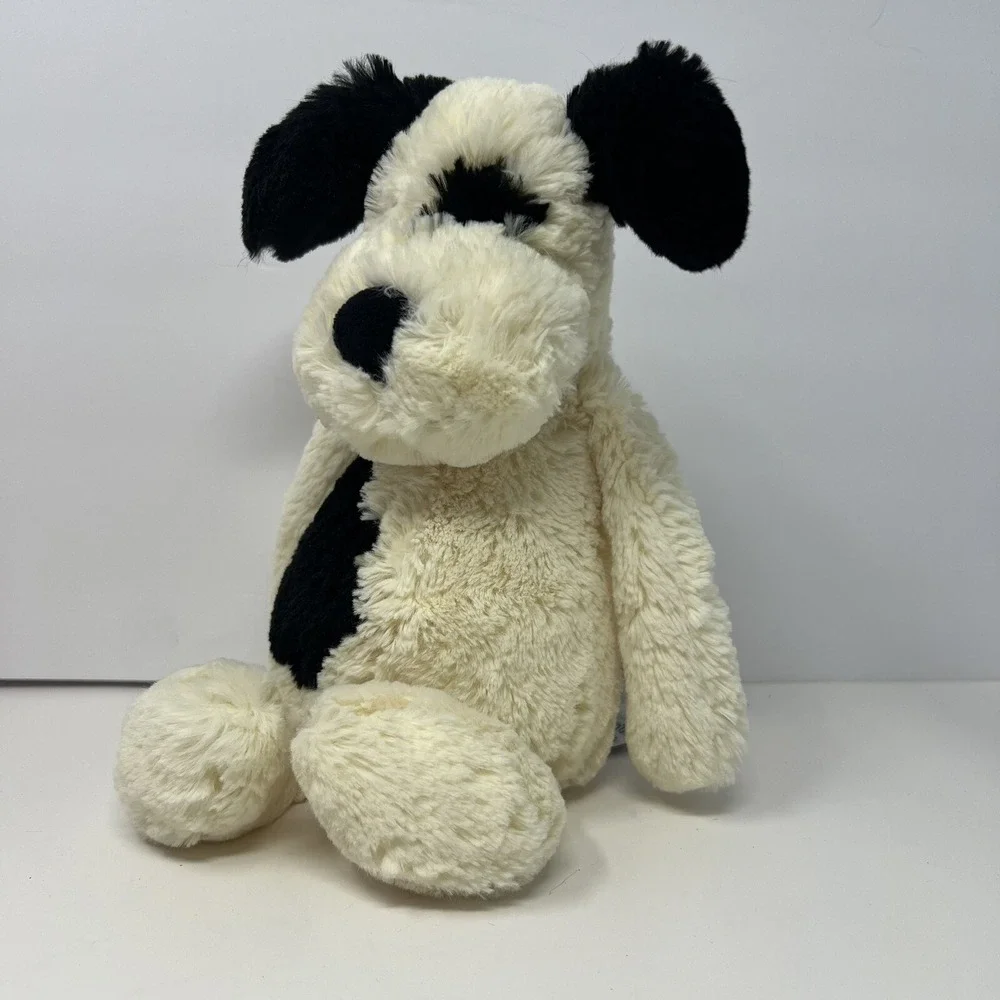 Jellycat Bashful Dog Puppy Plush Black white Stuffed Animal 9